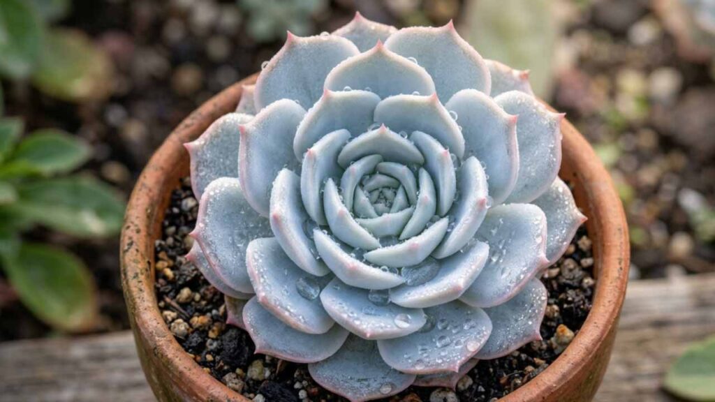 Prompt detalhado para gerar echeveria com gotas de orvalho no Stable Diffusion