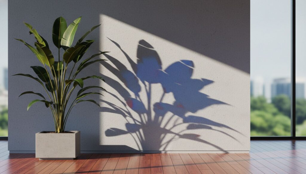 A sombra dura na Dracaena fragrans que entrega render mal ajustado
