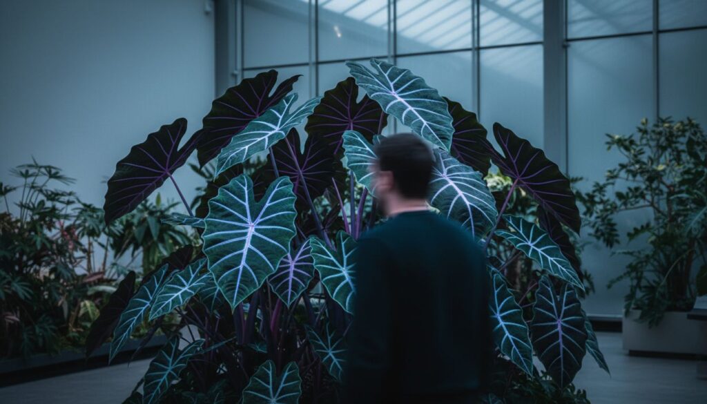 O contraste artificial na Alocasia amazonica que afasta o olhar humano