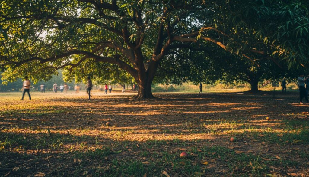 Simulação de sombra natural sob a copa da Mangueira (Mangifera indica)