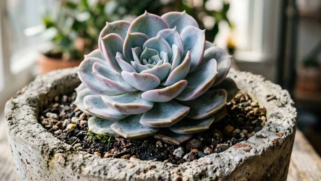 Técnica de prompt para deixar suculentas em vaso de cimento com aparência real