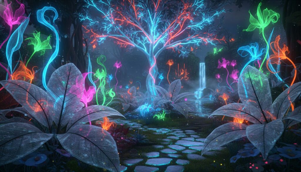 Como criar folhas transparentes e plantas neon com IA
