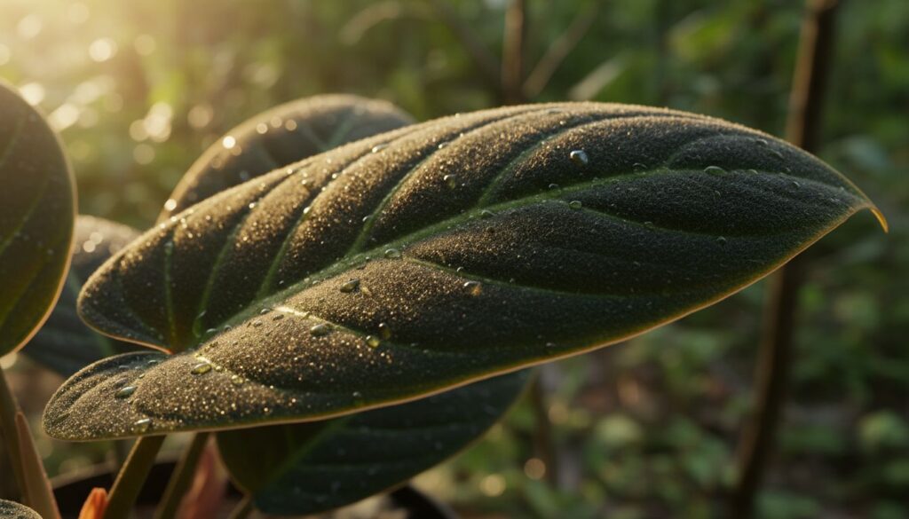 Como fazer o veludo da Philodendron melanochrysum absorver luz de forma realista