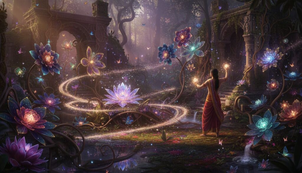 Como gerar flores místicas indianas usando prompts avançados