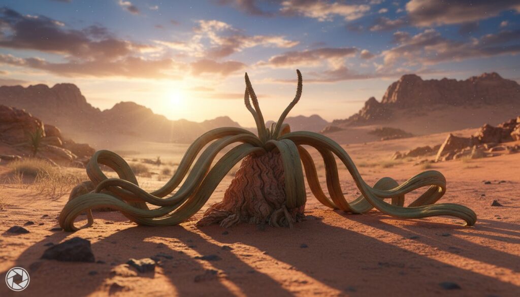 Como gerar imagens da “Welwitschia mirabilis” usando prompts cinematográficos