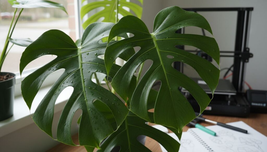 O desafio de recriar folhas perfeitas demais na Monstera deliciosa