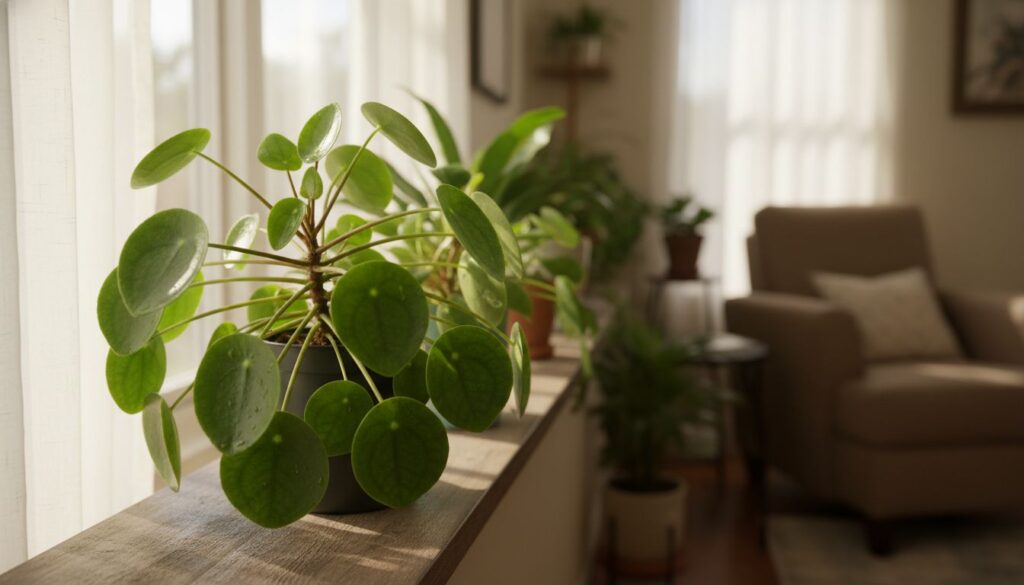 O papel da luz suave na Pilea peperomioides