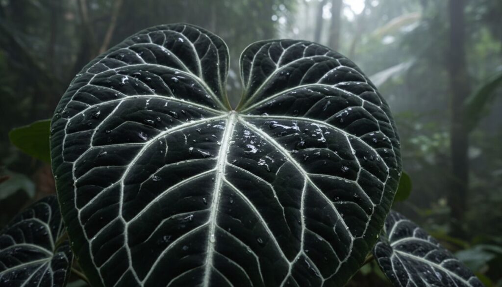 O que faz o brilho da Anthurium crystallinum parecer falso em imagens