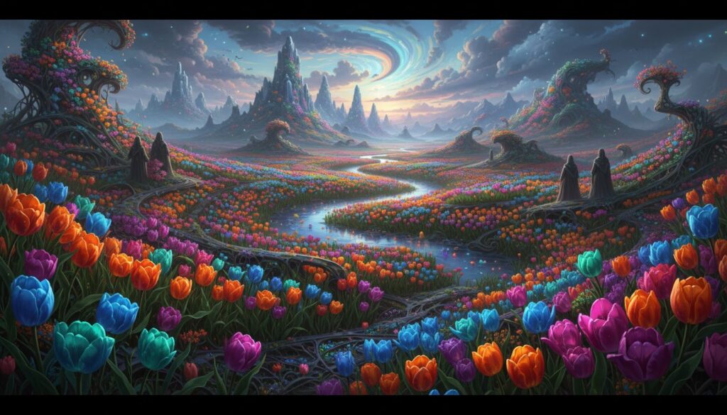 Os melhores prompts para criar campos de tulipas surreais
