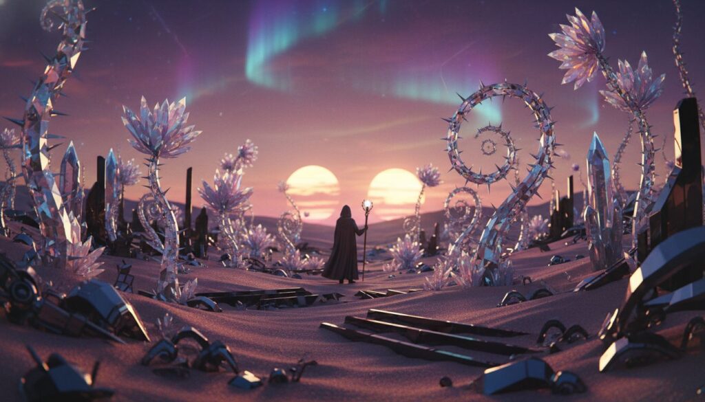 Os prompts mais insanos para criar plantas de cristal em desertos futuristas
