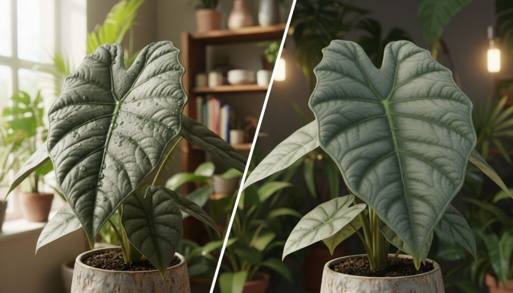 Por que a Alocasia silver dragon perde textura em imagens geradas