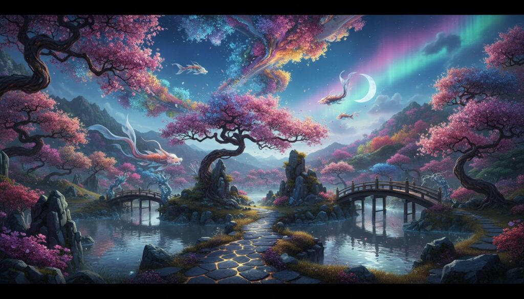 Prompts avançados para criar jardins japoneses com Sakura surrealista