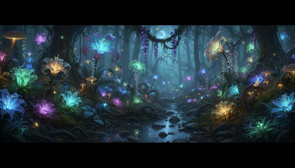 Prompts para criar flores bioluminescentes em qualidade 8K