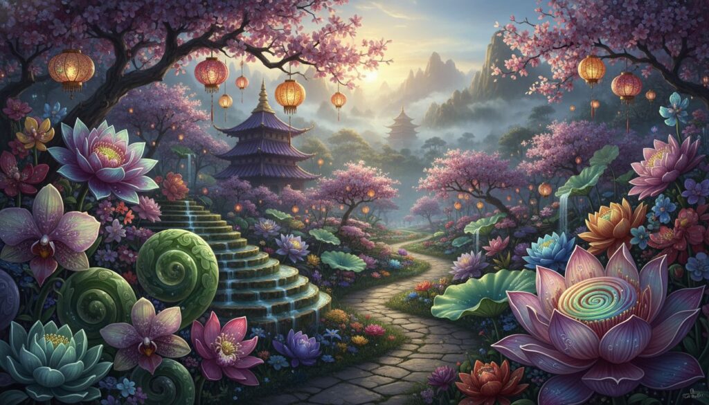 Prompts raros para gerar flores asiáticas ultra detalhadas