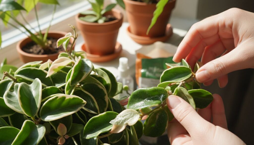 Quando a Hoya carnosa compacta parece plástico — e o que ajustar no prompt