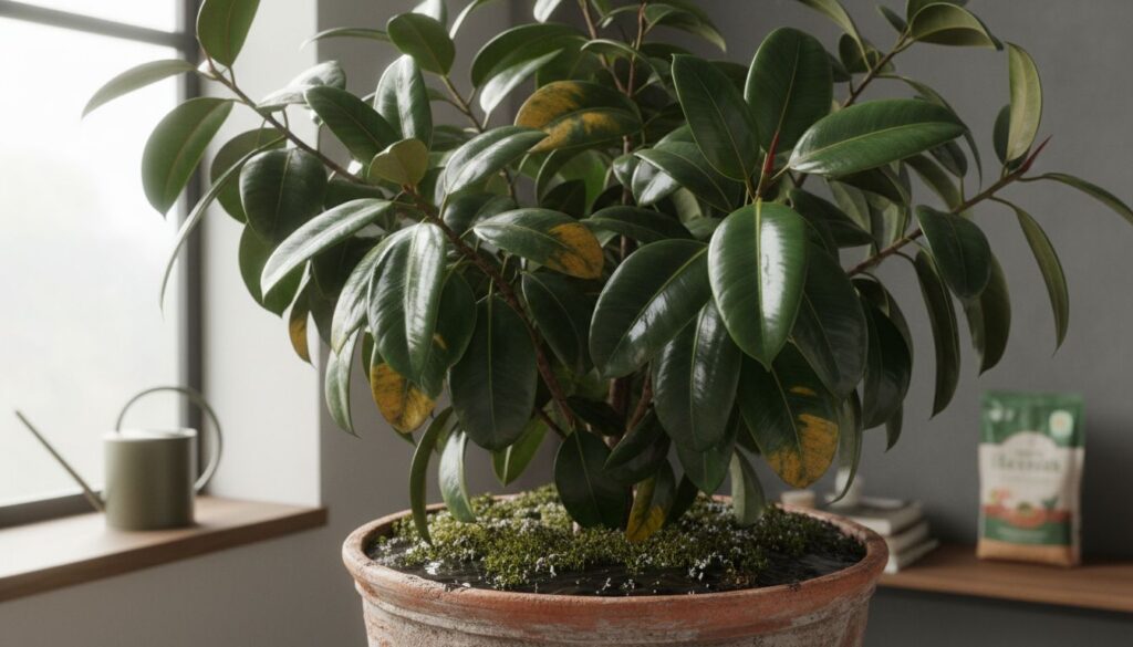 Quando o brilho da Ficus elastica passa do ponto